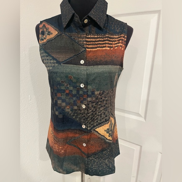 noracora Tops - NoraCora southwest sleeveless collared top